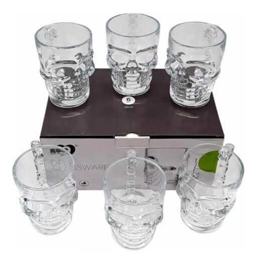 Set 6 Vasos Cervecero Calavera / Shopero Vidrio 480cc