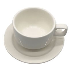 Alternative view of Taza Blanca Apilable con Plato