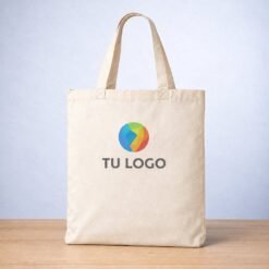 Bolsa de lona beige 41x33 cm de algodón personalizada con logo