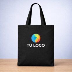 Bolsa de lona negra 41x33 cm de algodón personalizada con logo